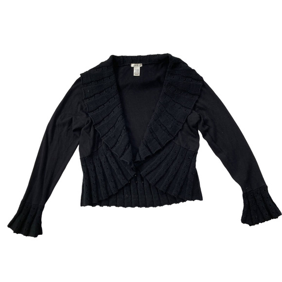 Cache Vintage Y2K Wool Blend Ribbed Cardigan Black Size Large - Picture 5 of 9